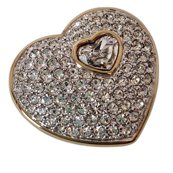 Swarovski Heart Brooch Vintage Signed - Picture 1 of 3
